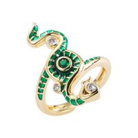 Fashion Copper Gold-plated Micro-set Zircon Snake-shaped Winding Ring main image 6