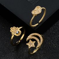 New Copper Gold-plated Micro-set Zircon Ring Hip-hop Open Ring main image 1