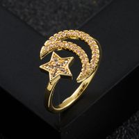 New Copper Gold-plated Micro-set Zircon Ring Hip-hop Open Ring main image 3