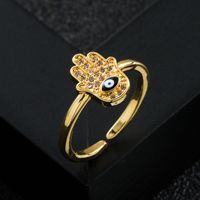 New Copper Gold-plated Micro-set Zircon Ring Hip-hop Open Ring main image 4