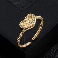 New Copper Gold-plated Micro-set Zircon Ring Hip-hop Open Ring main image 5
