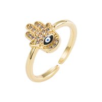 New Copper Gold-plated Micro-set Zircon Ring Hip-hop Open Ring main image 6