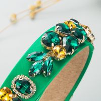 Baroque Style Floral Shape Inlaid Green Glass Drill Headband Wholesale main image 4