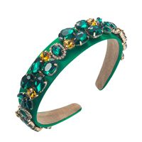 Baroque Style Floral Shape Inlaid Green Glass Drill Headband Wholesale main image 6