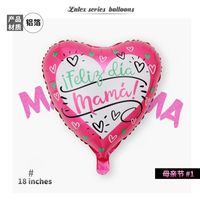 Fashion Spanish Mother's Day 18 Inch Heart-shaped Aluminum Film Balloon main image 4