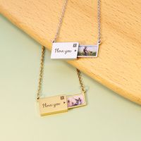 Creative Pull-out Photo Envelope Fashion Stainless Steel Letter Clavicle Chain main image 1