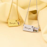 Creative Pull-out Photo Envelope Fashion Stainless Steel Letter Clavicle Chain main image 5
