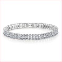 Simple Hand Jewelry Female Fashion Thick Chain Rectangular Zircon Diamond Copper Bracelet sku image 1