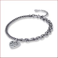 Spleißbuchstaben Herzförmiges Armband Weiblicher Einfacher Asymmetrischer Retro-kupfer-handschmuck sku image 1