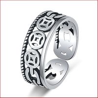 Imitation Hand Jewelry Retro Money Coin Open Tail Copper Ring Female sku image 1