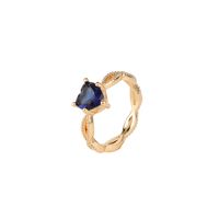 New Heart Gemstone Twist Cross Hollow Copper Inlaid Zircon Ring sku image 3