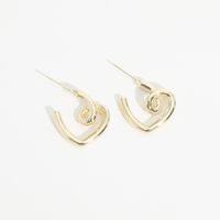 Boucles D&#39;oreilles En Cuivre En Forme De Coeur De Couleur Unie Créatives Simples En Gros sku image 1