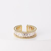 Fashion Copper Zircon Row Diamond Double-layer Open Ring Female sku image 2