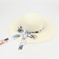 Fashion Printing Beach Sun Hat Simple Pearl Straw Hat sku image 2
