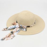 Fashion Printing Beach Sun Hat Simple Pearl Straw Hat sku image 1