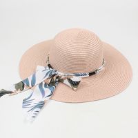 Fashion Printing Beach Sun Hat Simple Pearl Straw Hat sku image 3