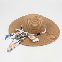 Fashion Printing Beach Sun Hat Simple Pearl Straw Hat sku image 4