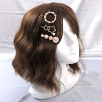3 Piece Fashion Ladies Gold Classic Pearl Rhinestone Star Hair Clip Set main image 5