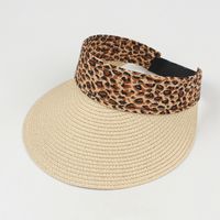 Sombrero Para El Sol De Moda, Sombrero De Paja Plegable Con Estampado De Leopardo Simple sku image 1