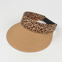 Sombrero Para El Sol De Moda, Sombrero De Paja Plegable Con Estampado De Leopardo Simple sku image 2