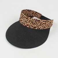 Sombrero Para El Sol De Moda, Sombrero De Paja Plegable Con Estampado De Leopardo Simple sku image 3