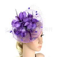 New Feather Bridal Mesh Fascinators Bow Small Hat Accessories Hairband sku image 1