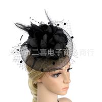 New Feather Bridal Mesh Fascinators Bow Small Hat Accessories Hairband sku image 5