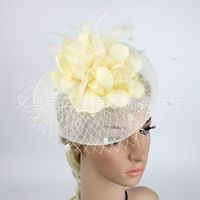 New Feather Bridal Mesh Fascinators Bow Small Hat Accessories Hairband sku image 6