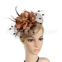 New Feather Bridal Mesh Fascinators Bow Small Hat Accessories Hairband sku image 3
