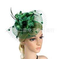 New Feather Bridal Mesh Fascinators Bow Small Hat Accessories Hairband sku image 8