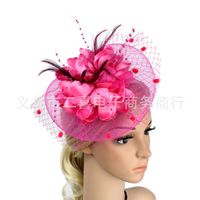 New Feather Bridal Mesh Fascinators Bow Small Hat Accessories Hairband sku image 2