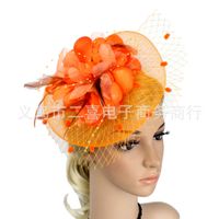 New Feather Bridal Mesh Fascinators Bow Small Hat Accessories Hairband sku image 10