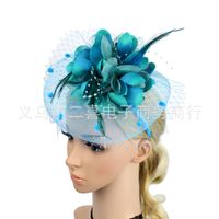 New Feather Bridal Mesh Fascinators Bow Small Hat Accessories Hairband sku image 11