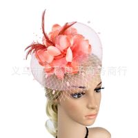 New Feather Bridal Mesh Fascinators Bow Small Hat Accessories Hairband sku image 12