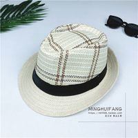 Fashion Plaid Straw Hat Beach Sun Hat Sunscreen Jazz Hat sku image 1