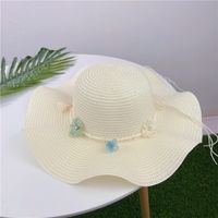 Fashiongarland Straw Hat Sunshade Beach Hat Lace Flower Hat sku image 5