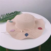 Fashion Pearl Bow Straw Hat Summer Travel Beach Hat sku image 5