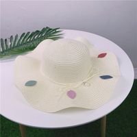 Fashion Pearl Bow Straw Hat Summer Travel Beach Hat sku image 7