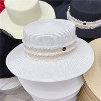 Fashion Beach Hat Flat Top Hat Breathable Flat Brim Straw Hat sku image 2