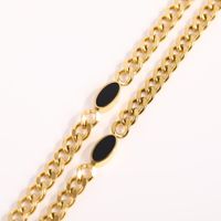 Fashion Jewelry Women's Black Oval Pendant Titanium Steel Necklace sku image 1
