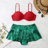 Swimsuit Female Triangle Split Fish Scale Printing Large Size Woman sku image 1