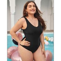 Traje De Baño De Gran Tamaño De Bikini De Color Sólido De Moda Simple sku image 2