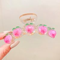 Korean Style Peach Flower Bow Heart Hair Clip Shark Clip Hair Accessories sku image 3