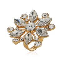 Fashion Exaggerated Diamond Flower Open Alloy Ring Wholesale sku image 1