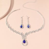 Fashion Water Drop Pendant Jewelry Simple Alloy Necklace Earrings Set sku image 1