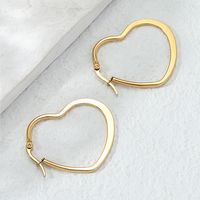 Fashion Korean Big Heart-shaped Flattened Stainless Steel Hoop Earrings main image 3