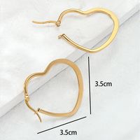 Fashion Korean Big Heart-shaped Flattened Stainless Steel Hoop Earrings main image 4