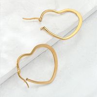 Fashion Korean Big Heart-shaped Flattened Stainless Steel Hoop Earrings main image 5
