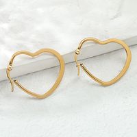 Fashion Korean Big Heart-shaped Flattened Stainless Steel Hoop Earrings sku image 1