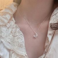 Silver Butterfly Simple Ladies Hollow Butterfly Pendant Diamond Clavicle Alloy Chain sku image 1